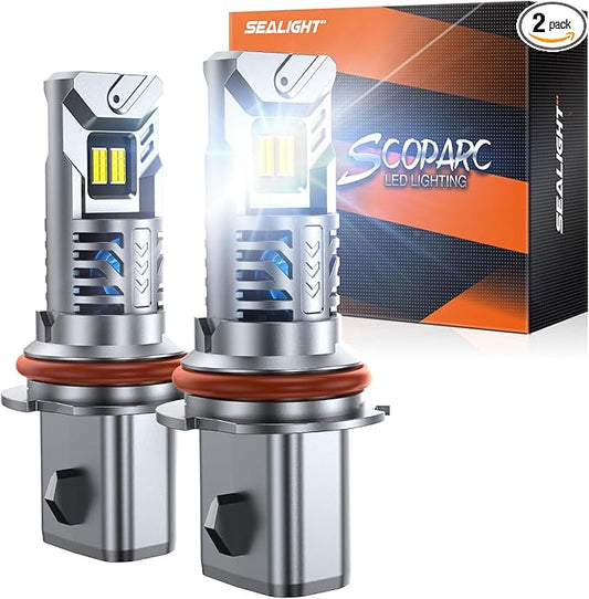 SEALIGHT S2S HB5/9007 Light Bulbs, 40000LM Super Brighter, 6500K Pure White 9007 Fog Bulbs, 60K+ Hours Lifespan, 2-Pack for Powersports/ATV Lamps