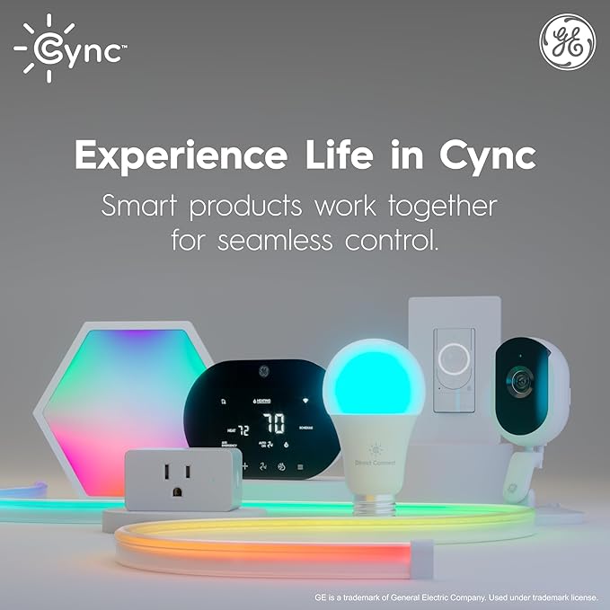 Cync GE Dynamic Effects Indoor Hexagon WiFi Smart LED Color Changing Lights, Wall Light Panels for Room Décor, Gaming Setup, Music Sync LED Wall Art, Works with Alexa and Google, 5 Panels
