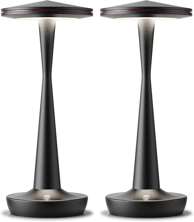 SAKRINGT Rechargeable Cordless Table Lamp, 72Hrs Battery Operated LED Table Light, Portable Touch Dimmable Lamp for Restaurant Patio Dining Outdoor Camping（2 Pack）