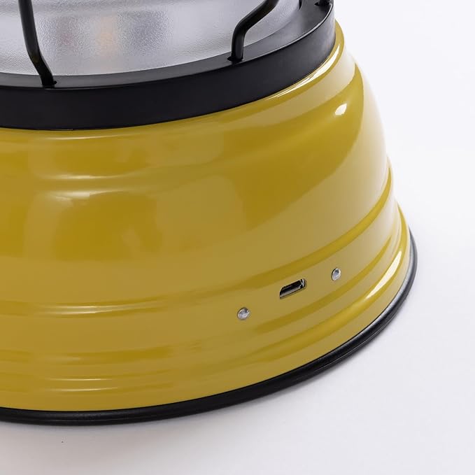 Barebones Forest Lantern – Dusty Yellow, Vintage Rechargeable LED Lantern with Adjustable Brightness – Battery Operated Camping Light for Outdoor Adventures, Backyard Gatherings, and Emergency Use