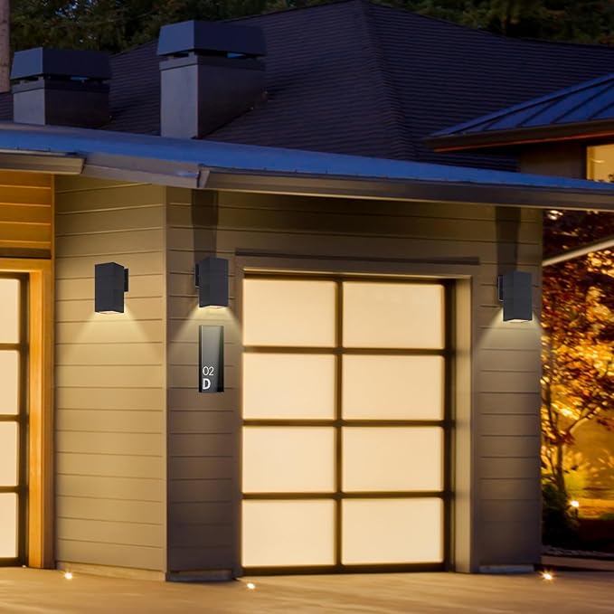 Dusk to Dawn Outdoor Wall Light, Exterior Light - ETL Listed, Aluminum Anti-Rust Waterproof Wall Mount Rectangular Design – Up or Down Photocell Outdoor Lighting for Porch, Garage or Patio