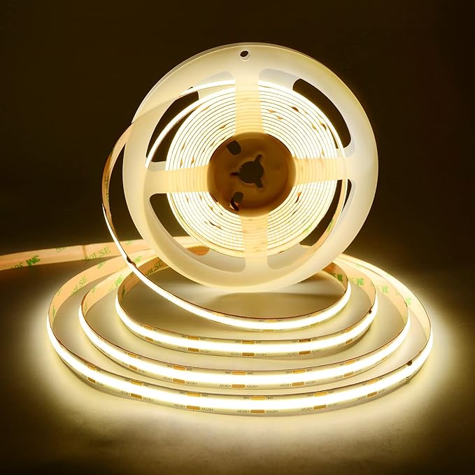 COB LED Strip Lights DC 12V LED Strip Flexible High Density UniformLED Strips,16.4ft 4000K Natural White,CRI 90+,2400LEDs Dimmable Lights for Home Room Decor(No Adapter or Controller)