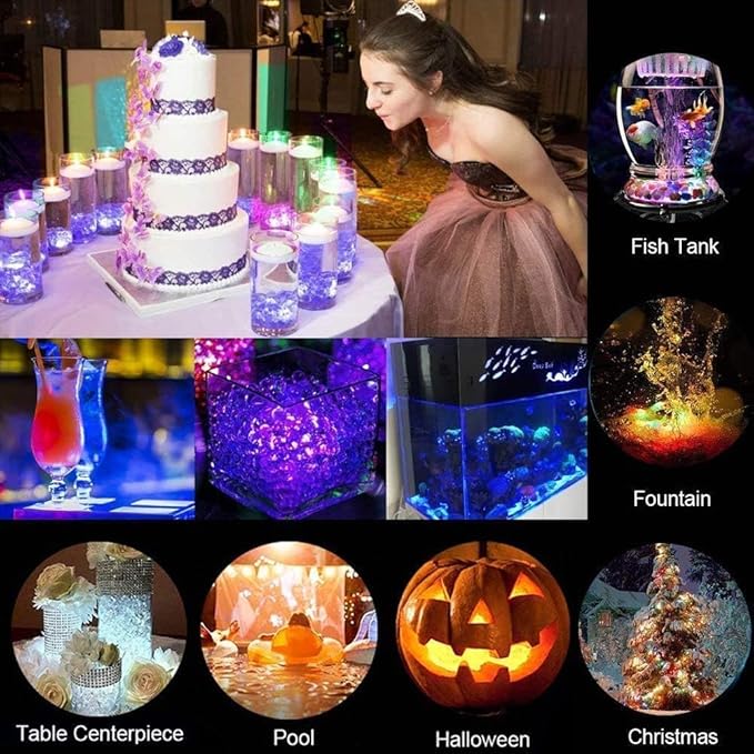 Xmas Christmas Decorations Lights with Remote - 10 PCS Submersible Led Puck Lights | Battery Powered Small Underwater Tea Candles | Multicolor Flameless Accent Lights for Pool Lantern Decoration