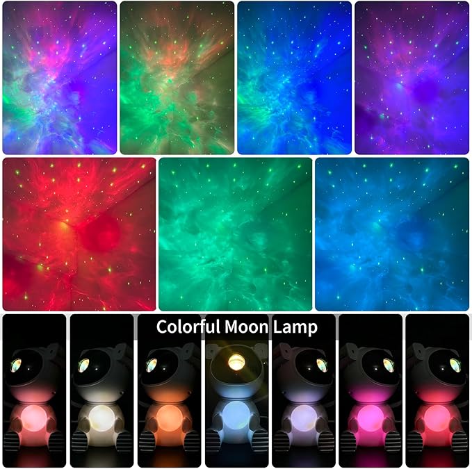 Astronaut Galaxy Projector, Star Projector with Timer and Remote, Night Light with Moon Lamp, LED Nebula Lamp for Kids Adults, Room Decor Gift (Black)
