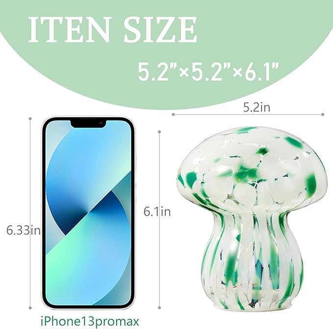 Mushroom Table Lamp, Small Bedside Table Lamp, 6.1 inches, Mushroom Decoration Cute Mini Atmosphere Lamp Home Decoration, Suitable for Bedrooms, Living Rooms, Children's Rooms-Green