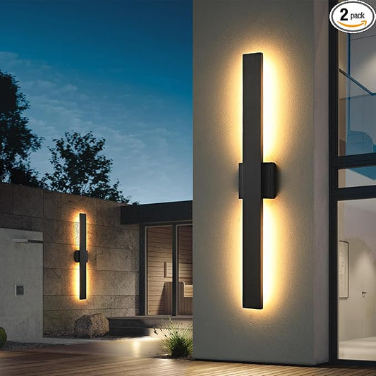 Black Long Outdoor Wall Lights Modern Exterior Lighting Fixtures 31.5 Inch Outdoor Wall Sconce LED 3000K IP65 Waterproof Wall Mount Outside Lights for House Garage Front Door Patio 2Pack