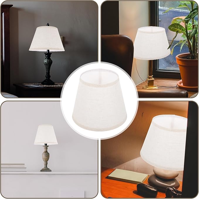 BESTonZON Linen Lampshade Cover for Table Lamp E27 Base 5.5 Inch Mini Round Cone Cloth Light Shade Suitable for Home and Office Lighting