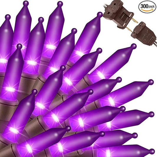LAMPHOME Purple Christmas String Lights, 300 Mini Fairy Lights 63.8ft(2pk of 150L) Set, Brown Wire Halloween Holiday Décor for Home, Christmas Tree, Bedroom, Patio, Wedding