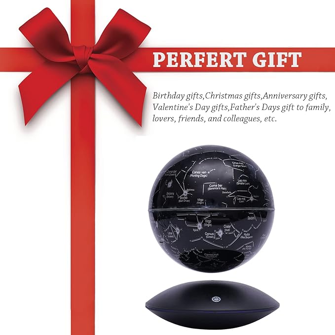 Magnetic Levitating Globe with LED Light,Floating Globes Constellation Ball Night Light Cool Tech Children Educational Gift Home Office Desk Decor