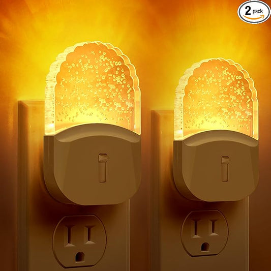 Briignite Led Night Light, Night Lights Plug into Wall, Night Light for Kids 2Pack, Amber Yellow Nightlight Plug in, Dimmable with Dusk to Dawn Sensor for Bedroom, Bathroom Stair,Hallway