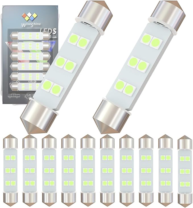 DC 12V 44mm Festoon 578 LED Bulbs 211-2 569 LED Car Bulb Ice Blue for Boat RV Automotive Interior Dome Glove box Trunk courtesy Lights (Pack 12)