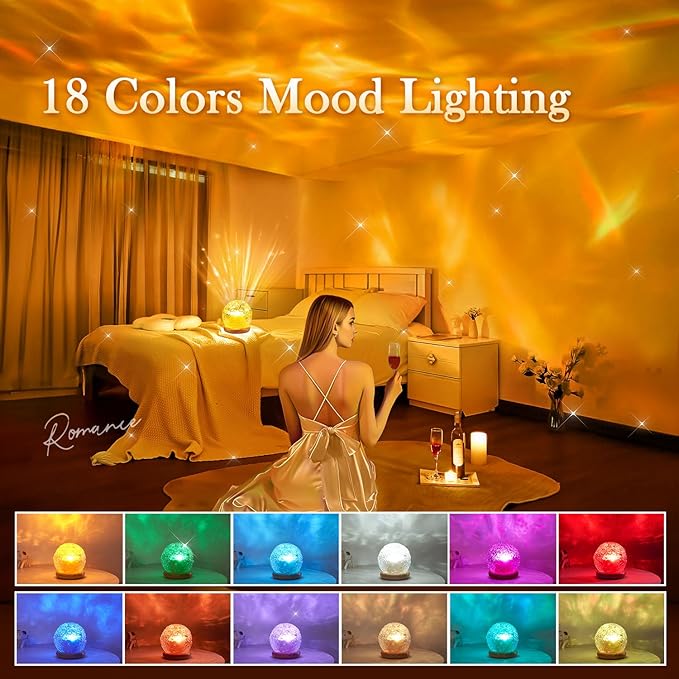 Mood Lighting Crystal Lamp,18 Color Changing Lamp Light Projector for Bedroom,Dimmable Night Light Projector Ambient Lighting,Remote Aesthetic Room Decor for Teen Girls Gifts,Christmas Gifts for Kids