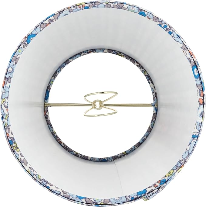 4" Top x 6" Bottom x 5 1/2" High x Print Cottage Core Lamp Shade Replacement Small Mini Blue Empire Round Floral Modern Fabric Leaf Shirred Pleated Pattern Clip On Candelabra - Springcrest