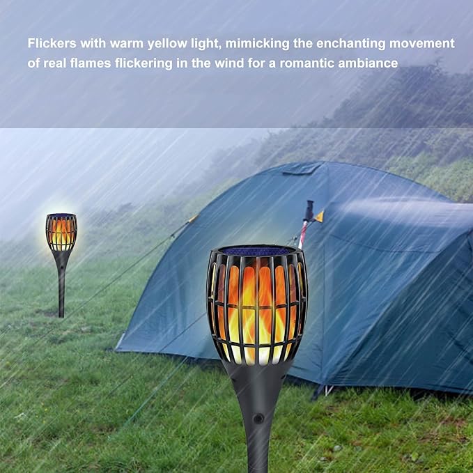 Buachois Solar Torch Lights,Solar Lights Outdoor with Flickering Flame Warm Waterproof Solar Powered Outdoor Lights Flame Torches for Outside Decor Patio Pathway Garden Yard