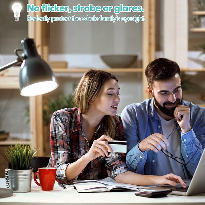 LED Light Bulbs, 100 Watt Equivalent A19 LED Bulbs, 13W 4000K Neutral White 1500 Lumens Non-Dimmable Bright E26 Edison Medium Screw Bulbs for Home Bedroom Kitchen Living Room Office Lamp, 4-Pack