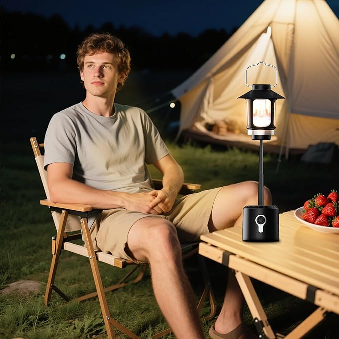 Telescopic LED Camping Lantern, 8000mAh Battery Powered Vintage Camping Lights, 3 Light Modes, Stepless Dimming Tent Lights, Portable Emergency Light for Power Outages, Outdoor Work, Hurricane, Hiking