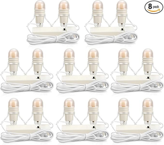 Roowest 8 Pack Accessory Cord with 2 LED Light Bulbs 6 Ft Warm Light Accessories for Halloween Christmas Village House Decorations Indoor DIY Crafts Salt Lamp Pumpkin Lights Decors