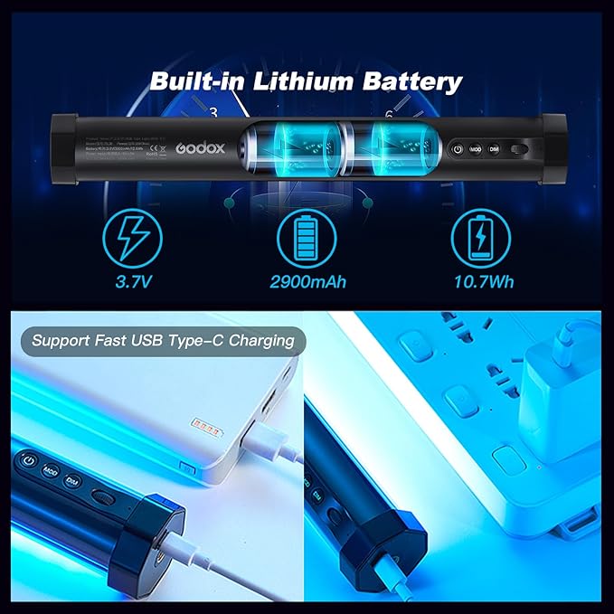Godox 4Pack TL30 Kits RGB Tube Lights, Magnetic Handheld Light Wand, 2700-6500K CRI 97 TLCI 99 13FX Lux 740 with 2900mAh Battery Mini LED Video Light Stick for Photography YouTube TikTok
