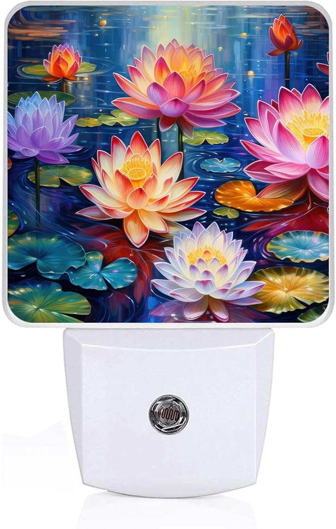 Magic Lotus Flower Night Light,Plug-in Night Lights with Dusk-to-Dawn Sensor for Bedroom,Bathroom and Living Room Sleep Friendly lamp 0.5w