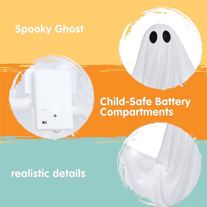 JOYIN Halloween Hanging Light up Ghost with Spooky White LED Light, 47” Halloween Hanging Ghost Decoration for Front Yard Patio Lawn Garden Party Decor Indoor Outdoor