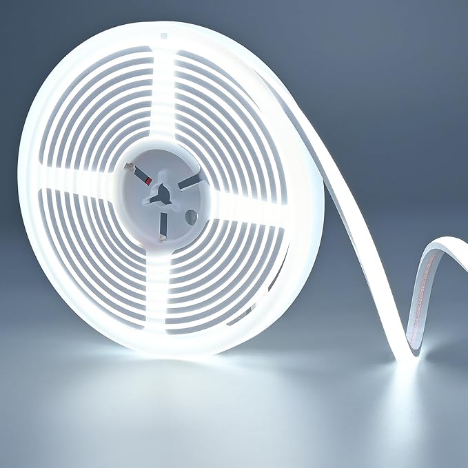24V COB LED Strip Light 16.4ft 6000K Cool White, 230LM/ft, IP67 Waterproof Outdoor, High CRI>93, Self-Adhesive Highlight Architecture, Accent Bars & Gardens