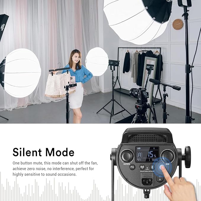 Godox SL200III Daylight LED Video Light, 200W 95600Lux @1M CRI 96+TLCI 97+ Bowens Mount LED Continuous Light, Professional Studio Light with 8 FX Effects&Silent Mode