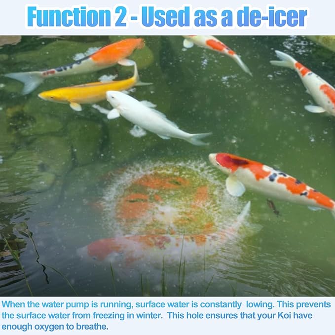 Pond Fountain Aerator, Pond Fountain, 1 HP Pond Aerator /110V 15,000 GPM, 100-foot Power Cord + 2 x 33-Foot Ropes/Timer Aerator Fountain, Suitable for Various Ponds and Lakes