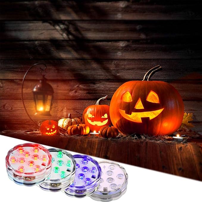 Remote Controlled Submersible Lights, 16 Multi-Colors 4 Modes LED Lights with Battery Powered (4-Pack)