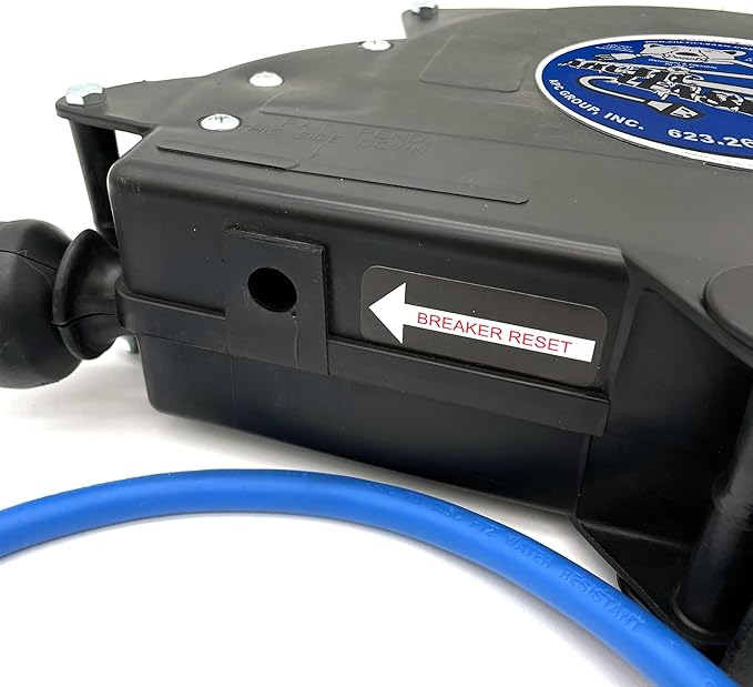 ARCTIC LEASH Outdoor Extreme Cold Weather Retractable Extension Cord Reel – 40 ft Heavy-Duty 16/3 SJEOOW Cable with 15A Resettable Breaker, 180° Swivel Mount, Polypropylene Housing, AL-401516-F-SB