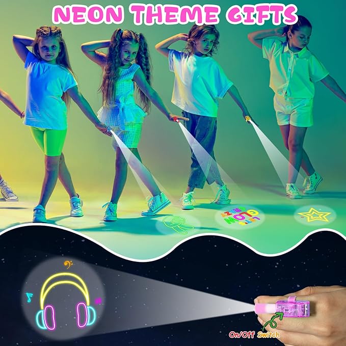 36Pcs Neon Happy Birthday LED Finger Lights Party Favors Glow in the Dark Light Up Finger Lights Neon Themed Toys Bulk for Kids Party Goodie Bag Stuffer Birthday Gifts Classroom Prize