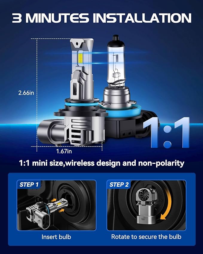 HB3 and 9006 Bulbs Combo 56,000LM Brightest Fog Light, Wider Driving Vision, 6500K Cool White, 9005 and HB4 Driving Bulbs, Plug and Play, Pack of 4