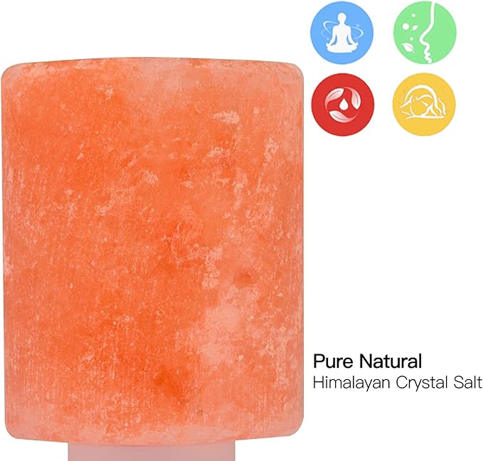 Betus Natural Crystal Himalayan Salt Wall Lamp - Air Purifying Night Light - 360° Rotatable Plug 7W Bulb - Cylindrical
