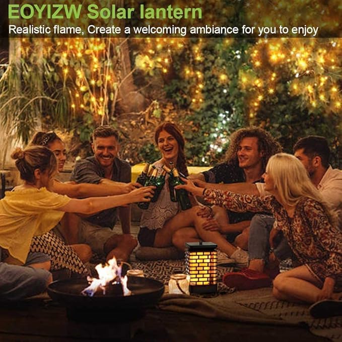 EOYIZW Solar Outdoor Lights 2 Pack- 99 LEDs Flickering Flame Solar Lantern for Garden Decor- IP65 Waterproof Garden Decor for Halloween Patio Yard Porch