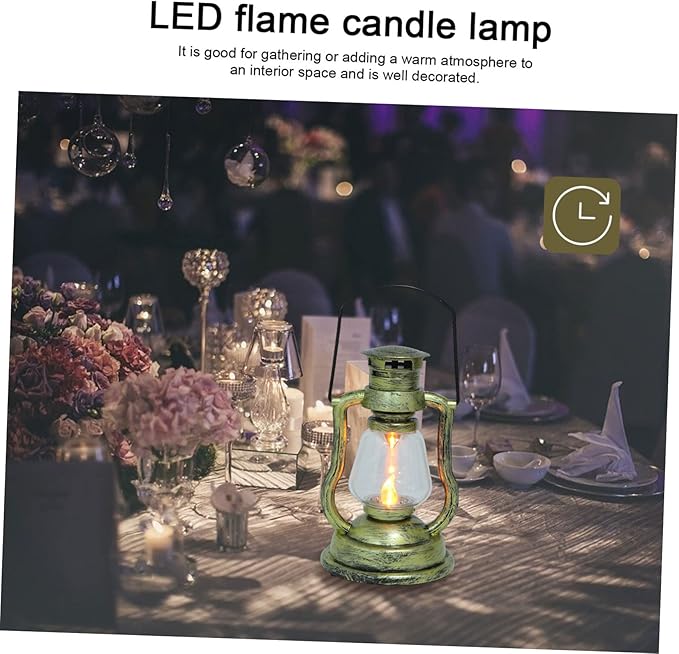 OUNONA Vintage Kerosene Lamp Handheld Battery-Powered Decorative Light for Home and Bar Decor Rechargeable Retro Lantern for Festivals and Ambiance