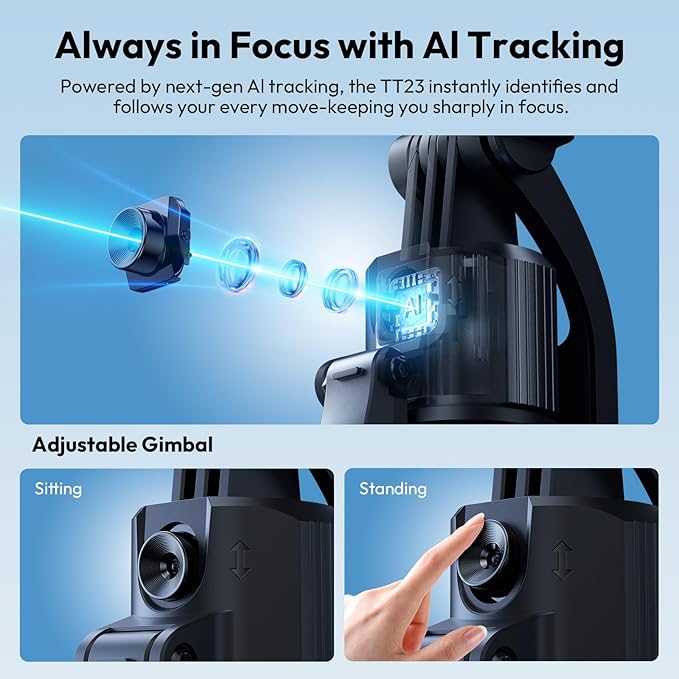 ULANZI TT23 64" Auto Face Tracking Tripod for iPhone/Android with Remote, 360°Rotating Selfie Stick That Follows Your Movement, Facial Recognition Tripod for iPhone 17/16/15/14/13/Android/Camera/GoPro