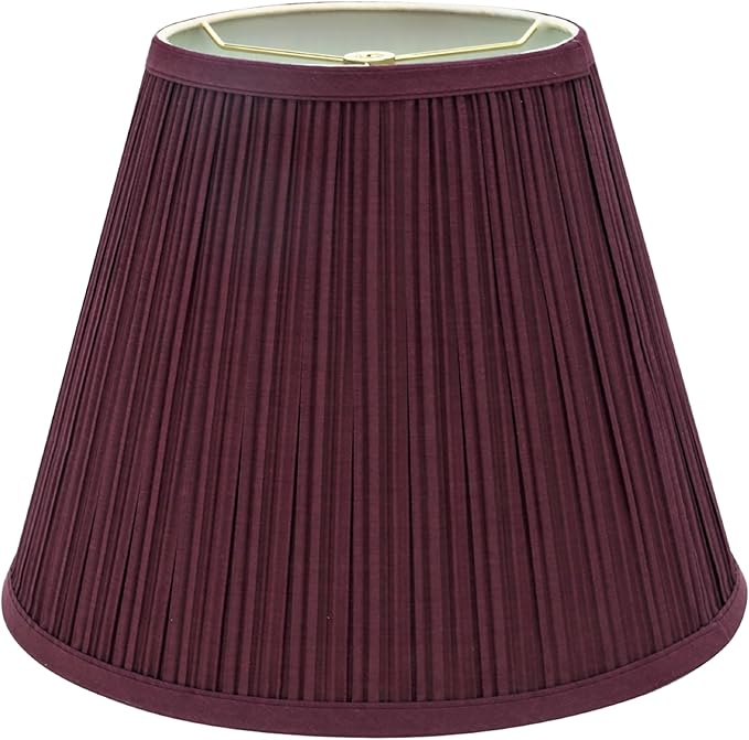 Aspen Creative 33052, Hardback Empire Transitional Spider Lamp Shade, Mushroom Pleated Burgundy, 7" Top x 13" Bottom x 10" Slant