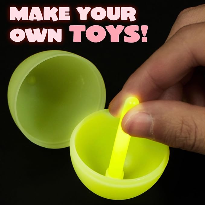 JOYIN 120 Pcs Easter Eggs with 120 Mini Glow Sticks for Kids Glow-in-The-Dark Basket Stuffers Fillers Gift, Easter Egg Hunt Game Party Favors Decorations Supplies, Classroom Prizes