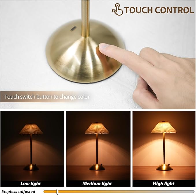 Cordless Table Lamp,LED Rechargeable Lamp,Bedside Modern Wireless Lamp for Living Room,Dimmable Touch Lamp with USB Port (Beige)