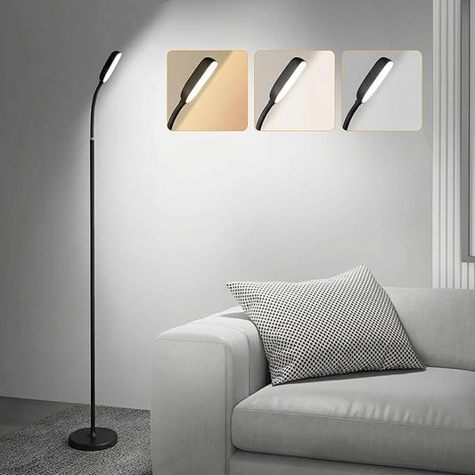 NBPLUS Cordless Portable Floor Lamp, White Touch- Standing Lamp with 3 Color Temperatures, Lightweight & Easy to Carry for Indoor Outdoor Camping Bedroom-Black
