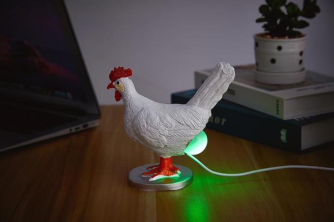 Upgraded Chicken Egg Lamp, Chicken Lamp, 16 Colors Change with Remote Control, 3D Resin Chicken Night Light with USB, Color Gift Box, Easter Birthday Gift for Friends (D)