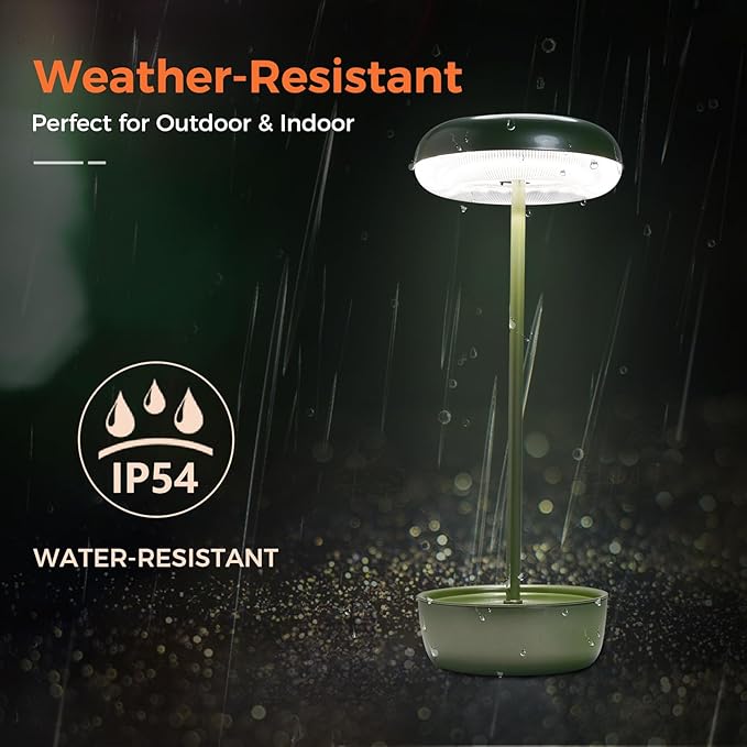 Solar Yard Outdoor Table Lamp, Cordless USB Solar Table Lamp for Patio Water Resistant, 3 Lighting Modes Solar Desk Lamp for Garden Outside Patio Bedroom Living Room, Green