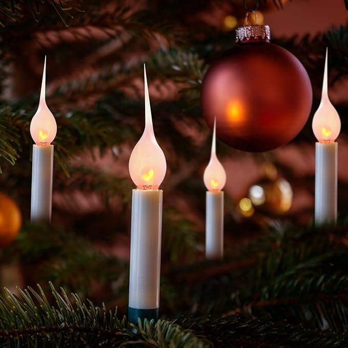 12 Pack Flicker Flame Silicone Candle Lights Bulbs, C7 Clear Silicone Flickering Halloween Decorations Lights Replacement Bulbs for Electric Candle Lamps, Chandelier, E12 Candelabra Base, 1 Watt