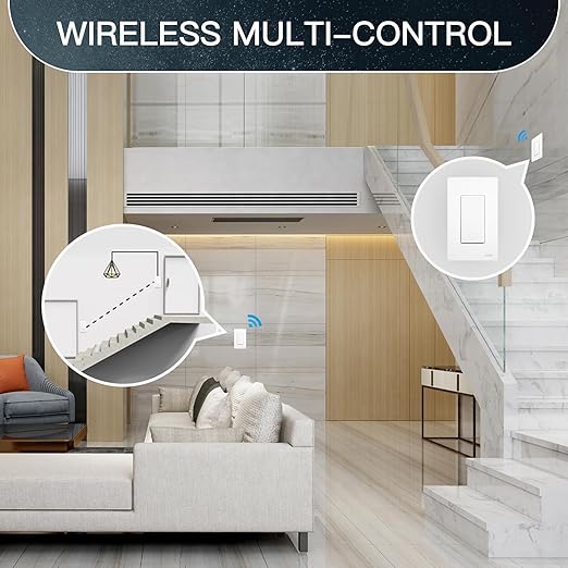 MOES Smart Single Pole Light Switch, 2.4GHz WiFi Smart Wall Switch, Needs Neutral Wire, Multi-Control, Smart Life/TUYA APP Control, Voice Control with Alexa/Google Home, White 1 Gang