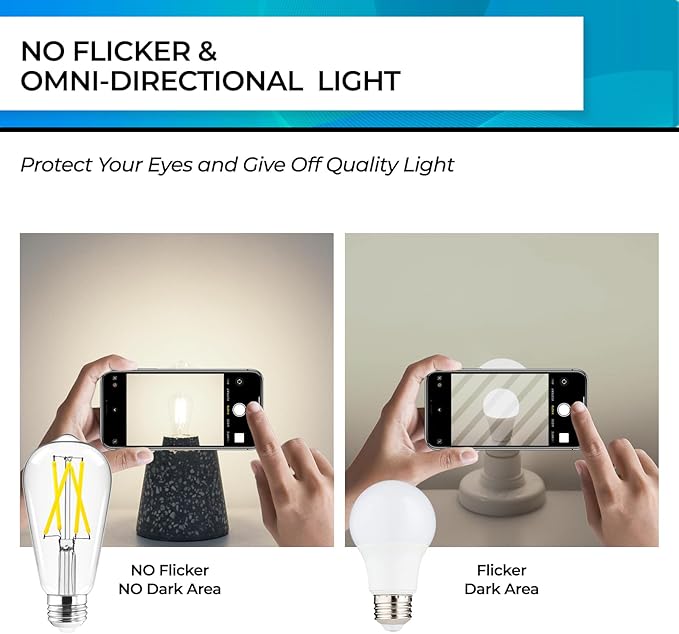 Hizashi E26 LED Bulb 60 Watt Dimmable, 4000K LED Edison Bulbs, ST19 Vintage Light Bulbs Cool White, 95+CRI, UL Listed,700 Lumens 6W E26 Medium Base, Clear Glass, Pack of 6