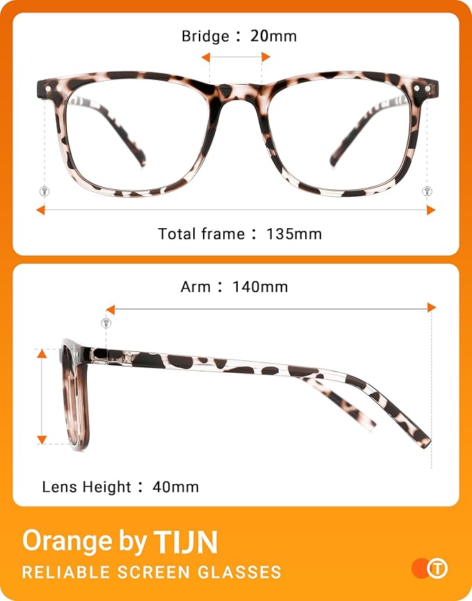 TIJN Sleep Glasses Blue Green Light Blocking Dual AR Coatings Amber Lens for Computer Gaming Screen Fatigue & UV Protection