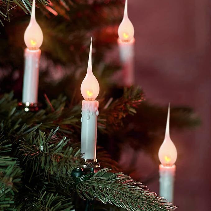 Christmas Flicker Flame Candle Light Bulbs, Country Style Silicone Dipped Flickering Replacement Bulbs for Electric Window Candles, Chandelier, E12 Candelabra Base, 1Watt, 120 Volt, 12 Pack