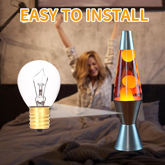 6 Pack Lava Lamp Bulbs 25 Watt 120V S11 Replacement Light Bulb E17 Standard Base for Glitter Lamps