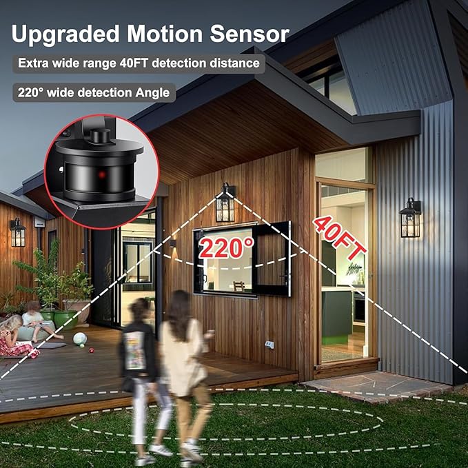 Porch Lights Outdoor 2 Pack,Motion Sensor Exterior Light Fixture with Dusk to Dawn Outdoor Wall Lights Modern Sconce Lights for House Patio Front Door Garage