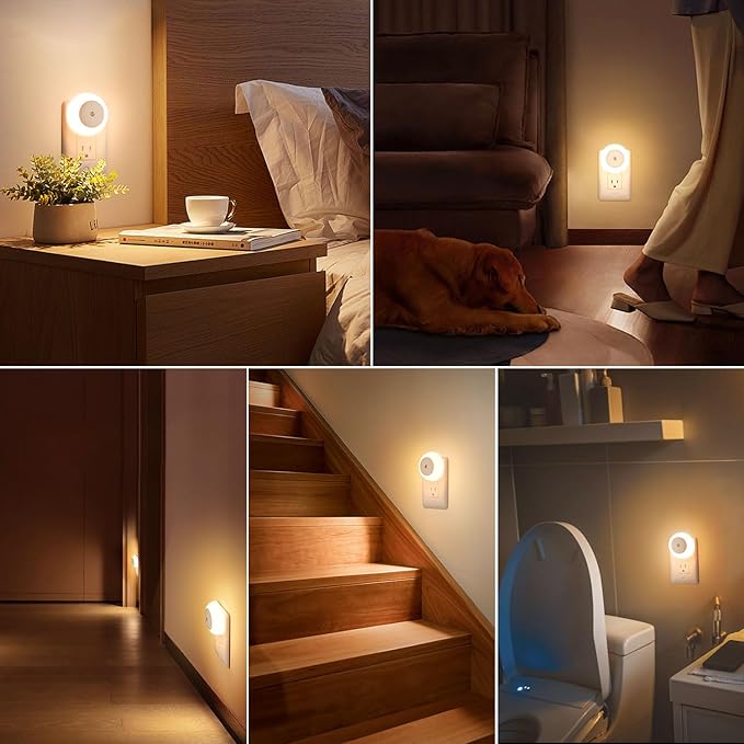 Night Light, Night Lights Plug into Wall, Dusk to Dawn Sensor Warm White Led Night Light 0.5W, 2 Pack Nightlight for Adults, Bedroom, Bathroom, Hallway, Kitchen