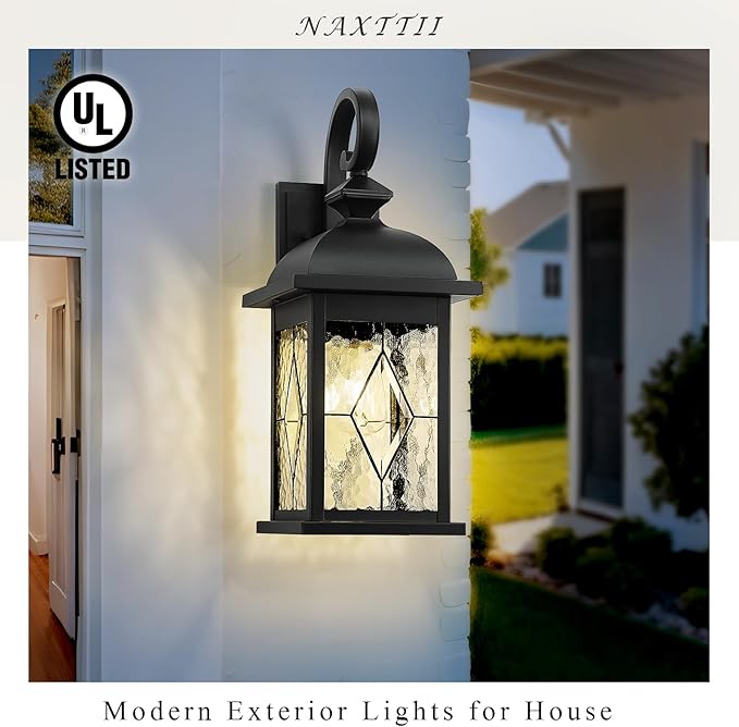 Outdoor Lights for House 15 Inch Outdoor Wall Sconce Matte Black Finish Outdoor Porch Light for Front Door Garage 2 Pack E26 Socket